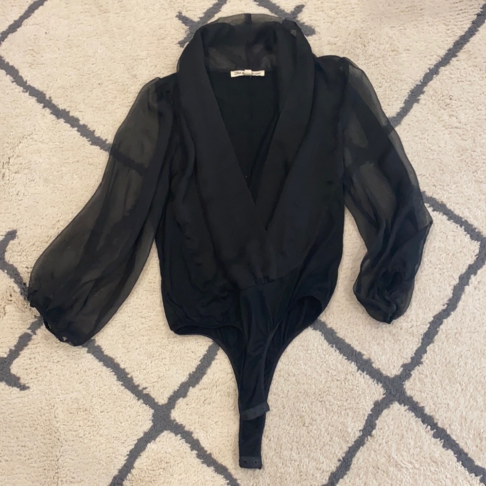 Black bodysuit sheer sleeves size large